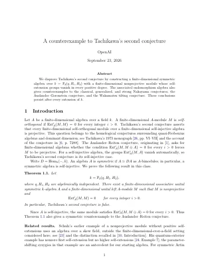 First page of A counterexample to Tachikawa's second conjecture
