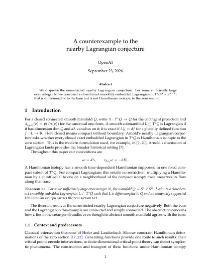 First page of A counterexample to the nearby Lagrangian conjecture