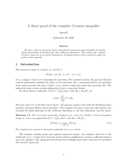 First page of A direct proof of the complete Crouzeix inequality