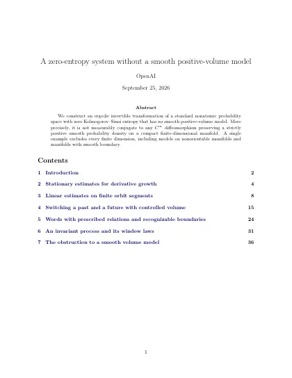 First page of A zero-entropy system without a smooth positive-volume model