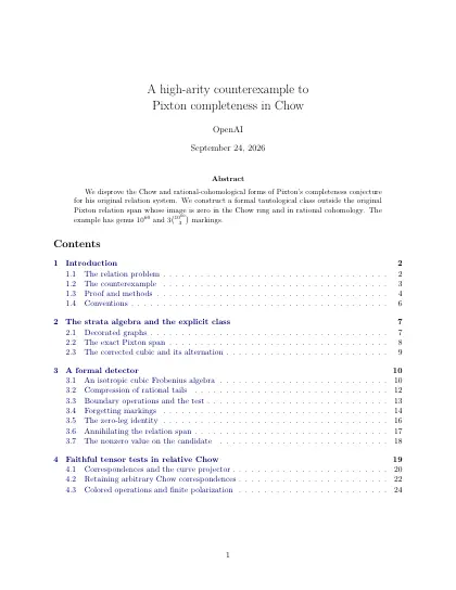 First page of A high-arity counterexample to Pixton completeness in Chow