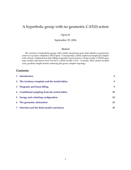 First page of A hyperbolic group with no geometric CAT(0) action