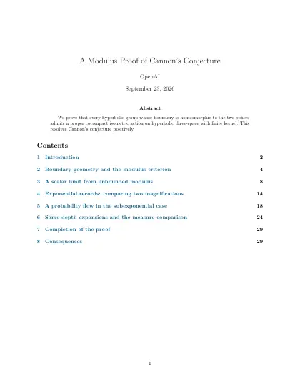 First page of A Modulus Proof of Cannon’s Conjecture