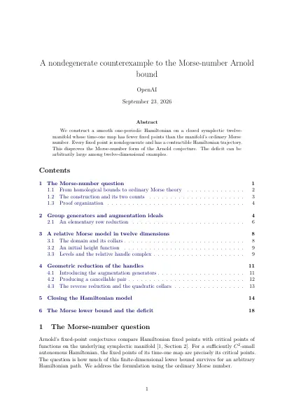 First page of A nondegenerate counterexample to the Morse-number Arnold bound
