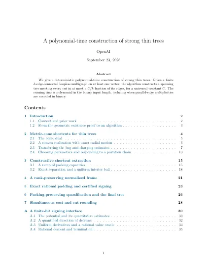 First page of A polynomial-time construction of strong thin trees