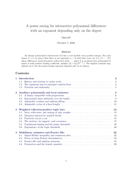 First page of A power saving for intersective polynomial differences with an exponent depending only on the degree