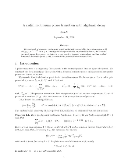First page of A radial continuum phase transition with algebraic decay