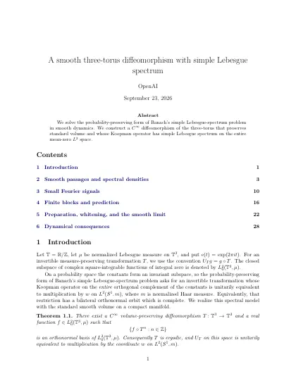 First page of A smooth three-torus diffeomorphism with simple Lebesgue spectrum