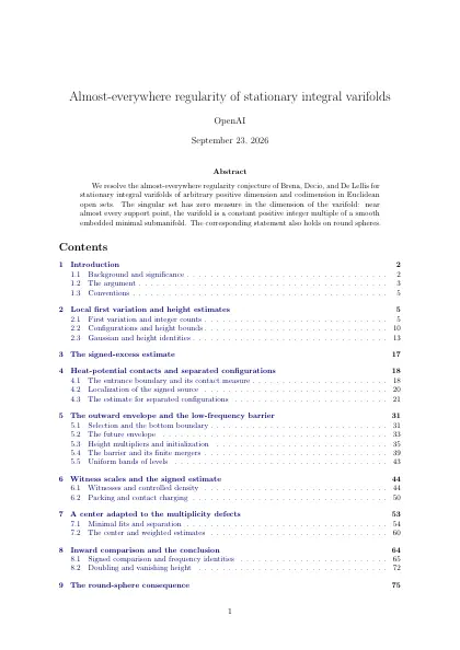 First page of Almost-everywhere regularity of stationary integral varifolds