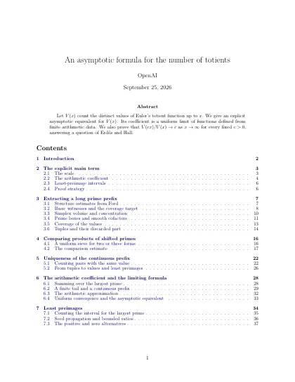 First page of An asymptotic formula for the number of totients