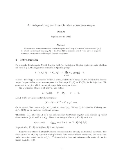 First page of An integral degree-three Gersten counterexample