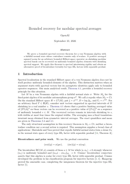 First page of Bounded recovery for modular spectral averages