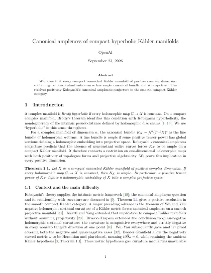 First page of Canonical ampleness of compact hyperbolic Kähler manifolds
