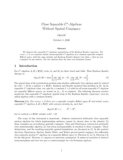 First page of Close Separable C*-Algebras Without Spatial Conjugacy