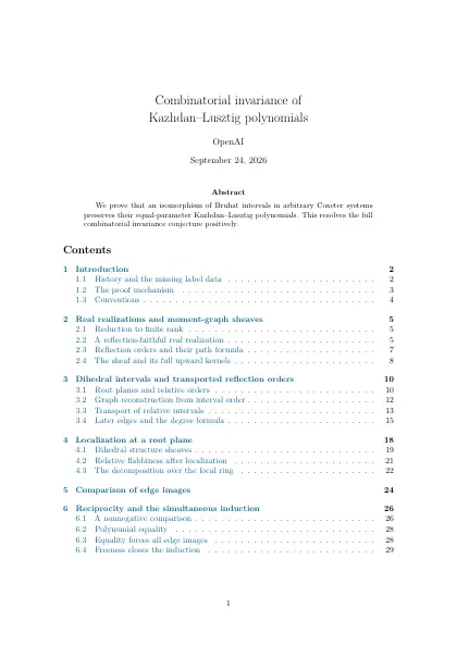 First page of Combinatorial invariance of Kazhdan–Lusztig polynomials
