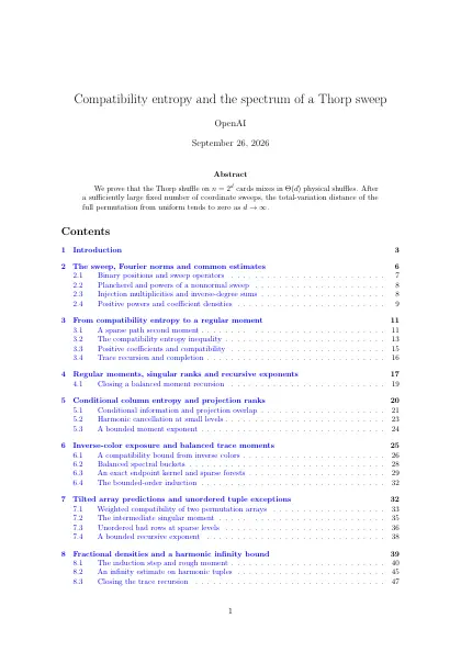 First page of Compatibility entropy and the spectrum of a Thorp sweep