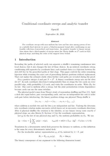 First page of Conditional coordinate sweeps and analytic transfer