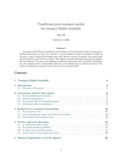 First page of Conditional good minimal models for compact Kähler fourfolds
