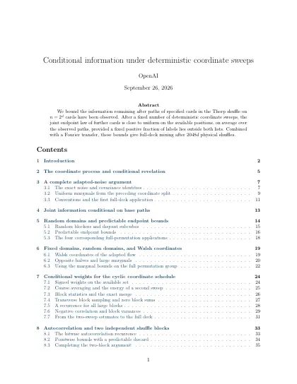 First page of Conditional information under deterministic coordinate sweeps