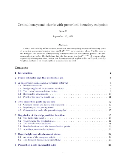 First page of Critical honeycomb chords with prescribed boundary endpoints