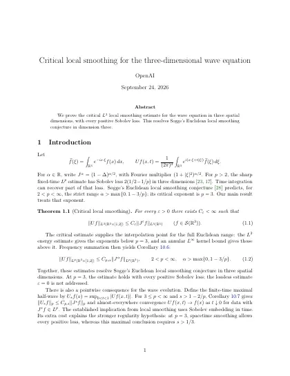 First page of Critical local smoothing for the three-dimensional wave equation