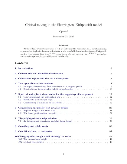 First page of Critical mixing in the Sherrington–Kirkpatrick model