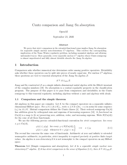 First page of Cuntz comparison and Jiang–Su absorption