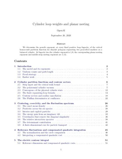 First page of Cylinder loop weights and planar nesting