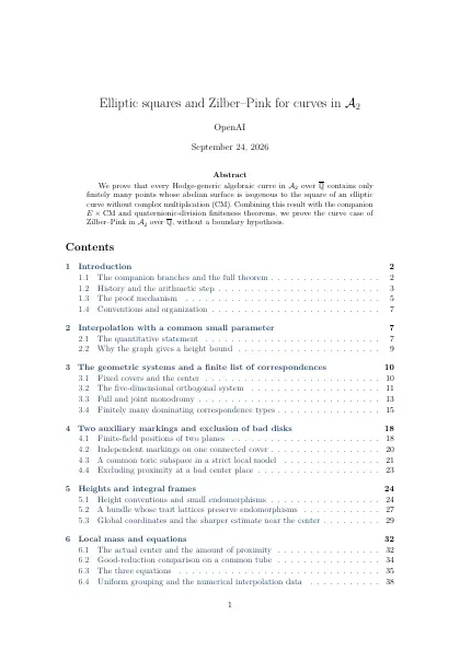 First page of Elliptic squares and Zilber–Pink for curves in A2