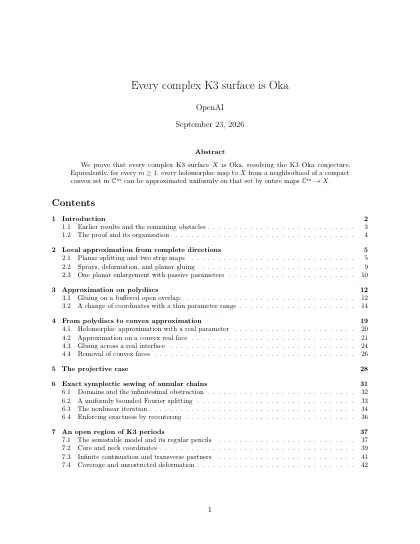 First page of Every complex K3 surface is Oka