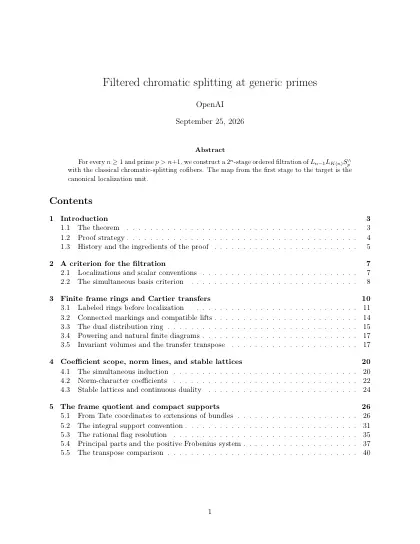 First page of Filtered chromatic splitting at generic primes
