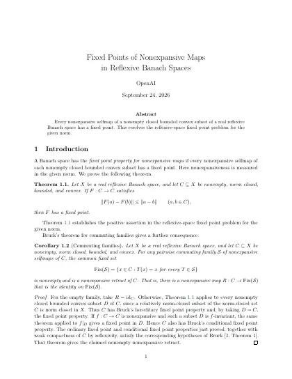 First page of Fixed Points of Nonexpansive Maps in Reflexive Banach Spaces