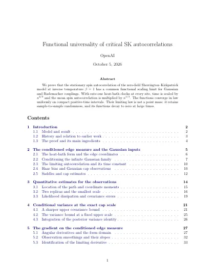 First page of Functional universality of critical SK autocorrelations