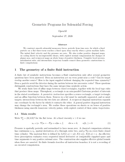 First page of Geometric Programs for Solenoidal Forcing