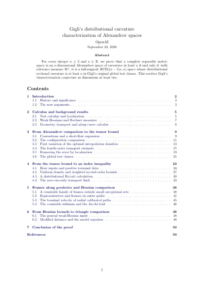 First page of Gigli’s distributional curvature characterization of Alexandrov spaces