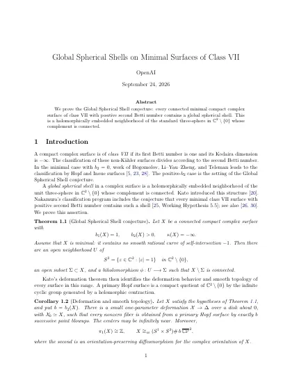 First page of Global Spherical Shells on Minimal Surfaces of Class VII