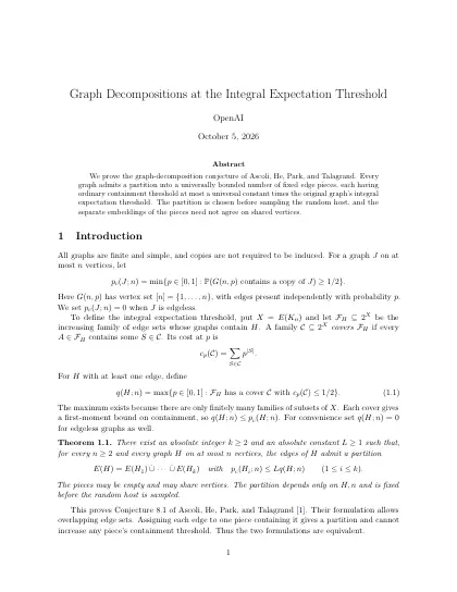 First page of Graph Decompositions at the Integral Expectation Threshold