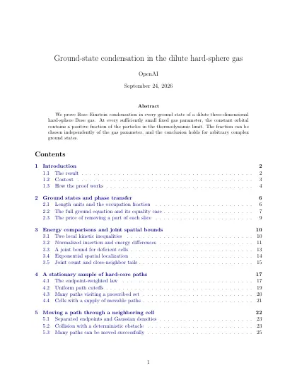 First page of Ground-state condensation in the dilute hard-sphere gas