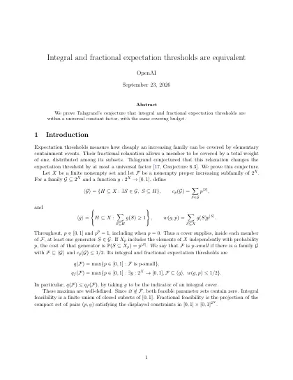 First page of Integral and fractional expectation thresholds are equivalent