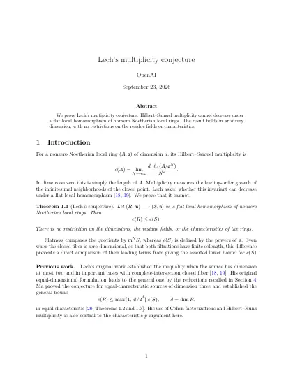 First page of Lech's multiplicity conjecture