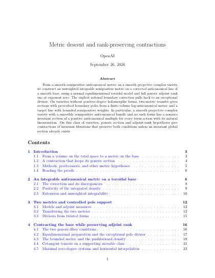 First page of Metric descent and rank-preserving contractions