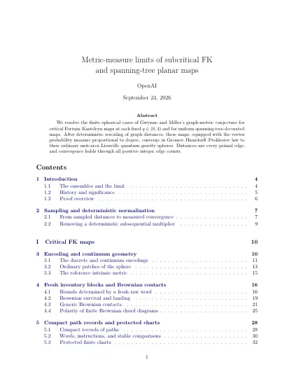 First page of Metric-measure limits of subcritical FK and spanning-tree planar maps