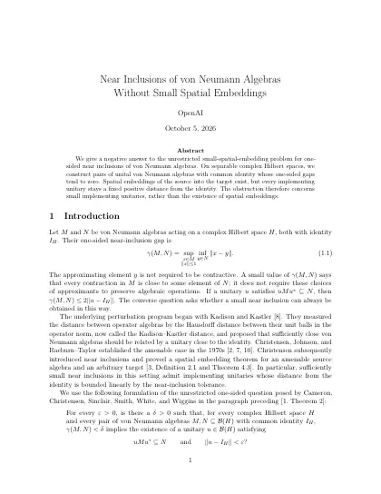 First page of Near Inclusions of von Neumann Algebras Without Small Spatial Embeddings