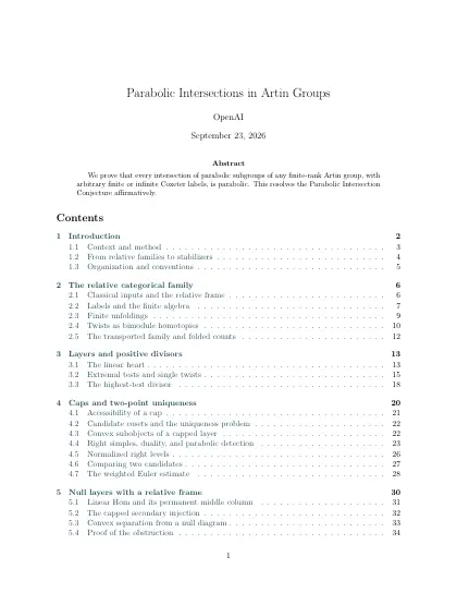 First page of Parabolic intersections in Artin groups