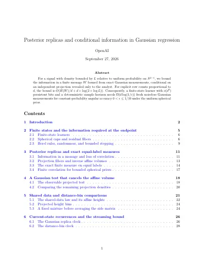 First page of Posterior replicas and conditional information in Gaussian regression