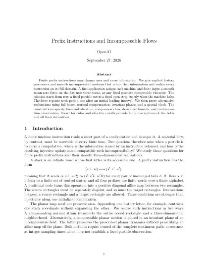 First page of Prefix Instructions and Incompressible Flows