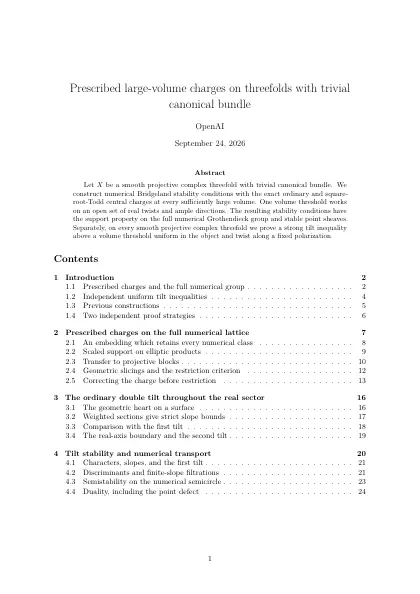 First page of Prescribed large-volume charges on threefolds with trivial canonical bundle
