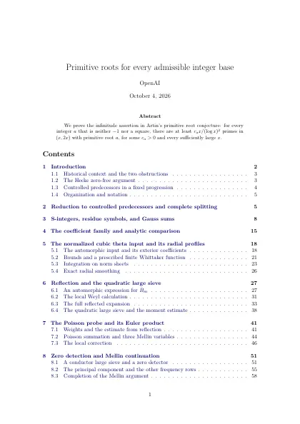 First page of Primitive roots for every admissible integer base