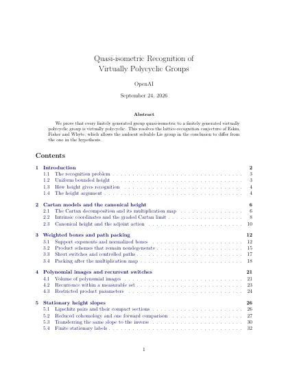 First page of Quasi-isometric recognition of virtually polycyclic groups