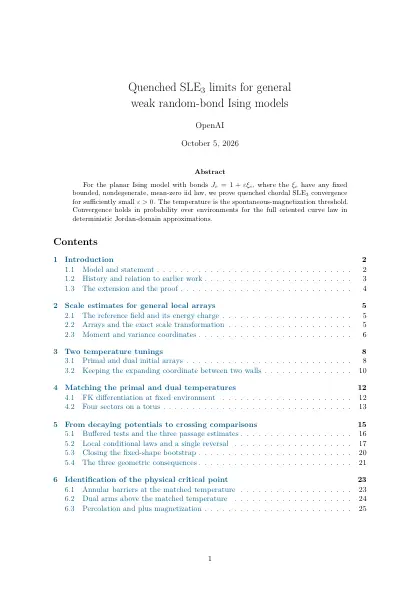 First page of Quenched SLE₃ limits for general weak random-bond Ising models